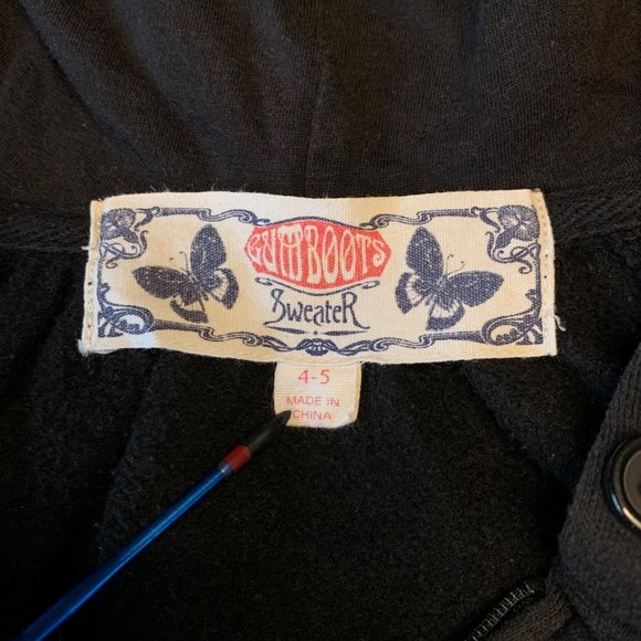 GUMBOOTS Australia Girls Black Hoodie Jacket 4-5 4T Cotton Toddler Girl Sweater - Picture 6 of 6